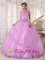 Nogales Arizona/AZ Stylish Taffeta and Tulle Appliques Decorate Discount Lavender Quinceanera Dress with sweetheart neckline