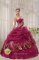 Popular Burgundy Medway Massachusetts/MA Quinceanera Dress For Military Ball Sweetheart Organza and Leopard or zebra Appliques Ball Gown