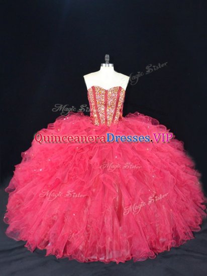 Custom Designed Tulle Sleeveless Sweet 16 Dresses and Beading and Ruffles - Click Image to Close