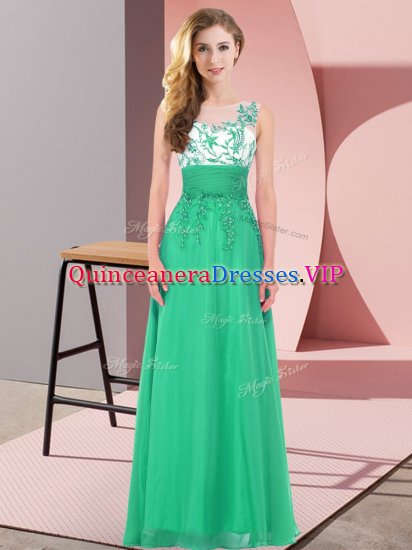Ideal Appliques Vestidos de Damas Turquoise Backless Sleeveless Floor Length - Click Image to Close