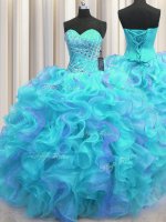 Multi-color Lace Up Vestidos de Quinceanera Beading and Ruffles Sleeveless Floor Length(SKU PSSW0485-4BIZ)