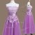 Empire Damas Dress Purple Strapless Tulle Sleeveless Tea Length Lace Up