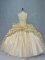 Sweetheart Sleeveless Brush Train Lace Up Vestidos de Quinceanera Champagne Organza and Taffeta