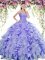 Classical Lavender Lace Up Sweetheart Beading and Ruffles Sweet 16 Dresses Organza and Taffeta Sleeveless