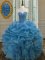 Fabulous Sleeveless Floor Length Beading and Ruffles Lace Up 15 Quinceanera Dress with Blue