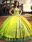 Ball Gowns Vestidos de Quinceanera Yellow Green One Shoulder Satin Sleeveless Floor Length Lace Up