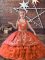 Orange Red Sleeveless Satin and Organza Lace Up Glitz Pageant Dress for Wedding Party