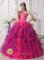 Springdale Arkansas/AR Elegant Satin and Organza With Embroidery Hot Pink and Purple For Quinceanera Dress Sweetheart Ruffled Ball Gown