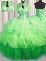 Wonderful Visible Boning Bling-bling Asymmetrical Ball Gowns Sleeveless Quinceanera Gown Lace Up