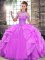 Lilac Lace Up Quinceanera Dress Beading and Ruffles Sleeveless Floor Length