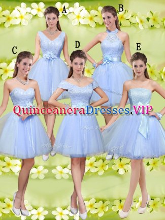 Extravagant Tulle V-neck Sleeveless Lace Up Lace and Belt Court Dresses for Sweet 16 in Lavender