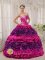 Richardson TX Cheap Fuchsia strapless Quinceanera Dress With white Appliques Decorate