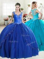 Deluxe Beading 15 Quinceanera Dress Royal Blue Zipper Sleeveless Floor Length(SKU YYPJ058BIZ)