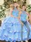 Sleeveless Embroidery and Ruffled Layers Lace Up Sweet 16 Dress