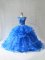Luxurious Royal Blue Lace Up Vestidos de Quinceanera Beading and Lace Sleeveless Brush Train