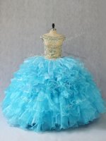 Discount Baby Blue Sweet 16 Quinceanera Dress Sweet 16 and Quinceanera with Ruffles Off The Shoulder Sleeveless Lace Up