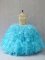 Discount Baby Blue Sweet 16 Quinceanera Dress Sweet 16 and Quinceanera with Ruffles Off The Shoulder Sleeveless Lace Up