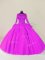 Sweet Purple Ball Gowns Tulle Scalloped Long Sleeves Lace and Appliques Floor Length Zipper Sweet 16 Dresses