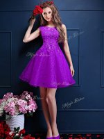 Sleeveless Lace Up Knee Length Beading and Lace Court Dresses for Sweet 16