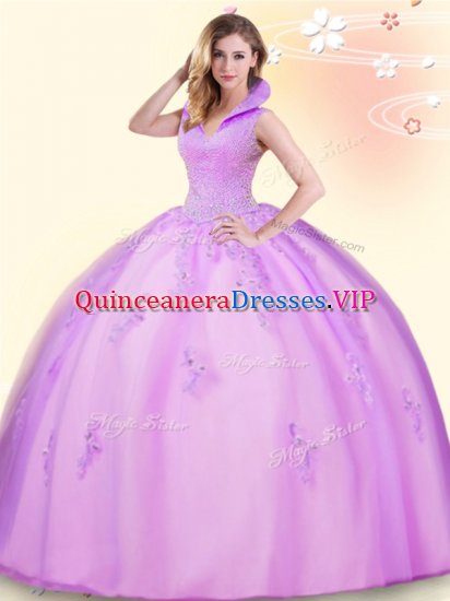 Popular Floor Length Ball Gowns Sleeveless Lilac 15th Birthday Dress Backless - Click Image to Close