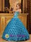 Waco Texas/TX Classical Teal Sweetheart Quinceanera Dress For Appliques With Rolling Flowers Ball Gown