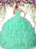 Shining Sleeveless Lace Up Floor Length Beading and Ruffles Quinceanera Dresses