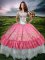 Floor Length Hot Pink Vestidos de Quinceanera Off The Shoulder Sleeveless Lace Up