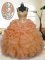 Discount Sleeveless Floor Length Beading and Ruffles and Pick Ups Zipper Sweet 16 Dress with Orange