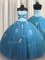 New Arrival Sweetheart Sleeveless Sweet 16 Quinceanera Dress Floor Length Beading and Appliques Teal Tulle