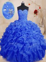 Royal Blue Lace Up Sweetheart Beading and Ruffles Quinceanera Gowns Organza Sleeveless(SKU PSSW0171-4BIZ)