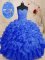 Royal Blue Lace Up Sweetheart Beading and Ruffles Quinceanera Gowns Organza Sleeveless