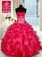 Glorious Floor Length Ball Gowns Sleeveless Red Vestidos de Quinceanera Lace Up