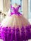 Fashionable White And Purple Tulle Zipper Vestidos de Quinceanera Sleeveless Brush Train Hand Made Flower
