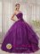 Denver Colorado/CO Customize Beaded Decorate Bust and Ruch Quinceanera Dresses Organza Eggplant Purple Strapless