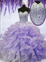 Lavender Sleeveless Floor Length Beading and Ruffles Lace Up Sweet 16 Dress(SKU PSSW040-4BIZ)
