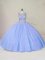 Lavender Scoop Lace Up Beading Quinceanera Gown Sleeveless