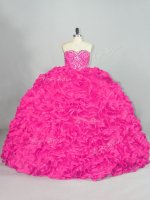 Super Brush Train Ball Gowns Ball Gown Prom Dress Hot Pink Sweetheart Organza Sleeveless Lace Up(SKU PSSW0829-1BIZ)