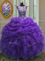 Pick Ups Floor Length Purple Quinceanera Dresses Scoop Sleeveless Lace Up(SKU PSSW0124-3BIZ)
