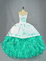 Turquoise Sleeveless Embroidery and Ruffles Floor Length Quinceanera Dress(SKU PSSW1008-7BIZ)