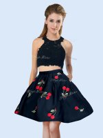 Black Lace Up Halter Top Pattern Dama Dress for Quinceanera Satin Sleeveless