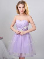 Knee Length Lace Up Court Dresses for Sweet 16 Lavender for Prom and Party with Beading