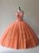 Flare Orange Lace Up Scoop Beading Quinceanera Gown Tulle Sleeveless