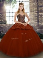 Rust Red Sweetheart Lace Up Beading and Appliques Quinceanera Gown Sleeveless(SKU SJQDDT2126002-5BIZ)