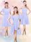 Eye-catching Scoop Lavender A-line Ruching Quinceanera Dama Dress Side Zipper Chiffon Short Sleeves High Low