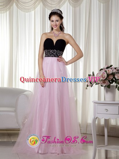 Lutz FL Pink and Black Beading Quinceanera Dama Dress A-line Sweetheart Floor-length Taffeta and Tulle - Click Image to Close