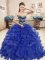 Ball Gowns Military Ball Gowns Blue Sweetheart Organza Sleeveless Floor Length Lace Up