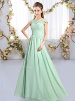 Chiffon Scoop Cap Sleeves Clasp Handle Lace Quinceanera Court of Honor Dress in Apple Green(SKU BMT0457-1BIZ)