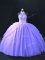 Admirable Floor Length Lavender Ball Gown Prom Dress Tulle Sleeveless Beading