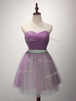 Beauteous Mini Length Lilac Damas Dress Tulle Sleeveless Ruching(SKU SWBD130-3BIZ)
