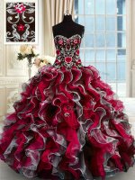 Exquisite Multi-color Sleeveless Organza Lace Up Quinceanera Gown for Military Ball and Sweet 16 and Quinceanera